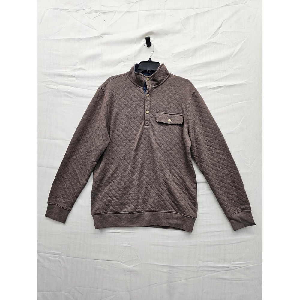 Goodfellow & Co Mens Quilted 1/4 Snap Pullover Saddle Brown 54M7EY-C425‎ Small